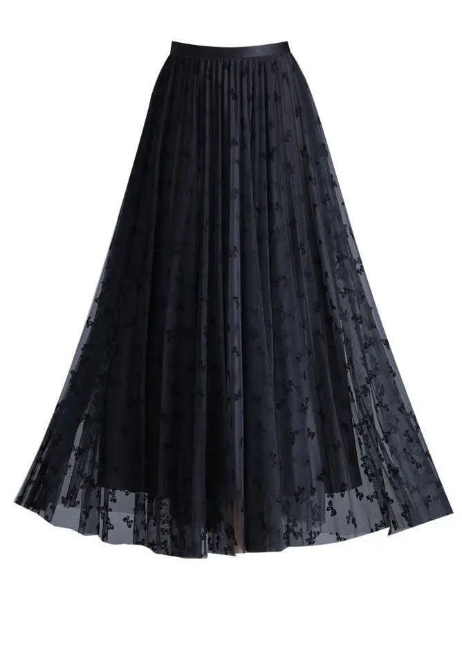 Black Butterfly Tulle A Line Skirts Wear On Both Sides Spring Ada Fashion