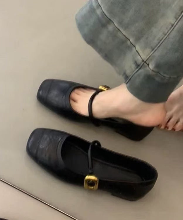 Splicing Black For Flat Women Shoes Cowhide Chic Leather