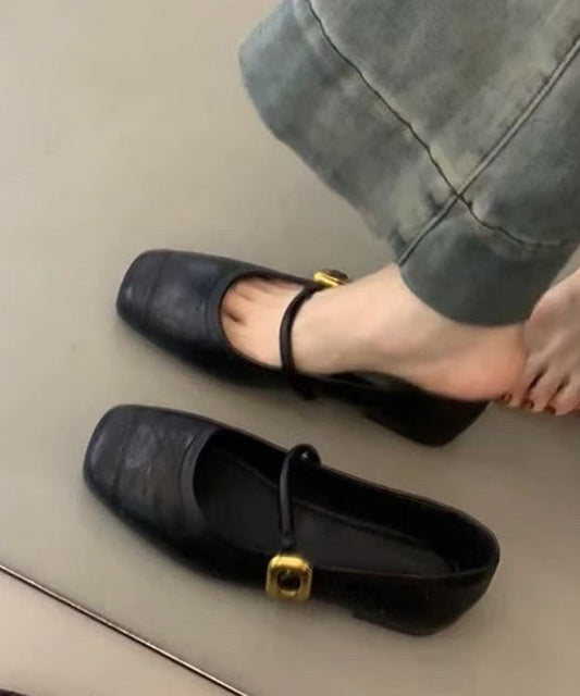 Splicing Black For Flat Women Shoes Cowhide Chic Leather