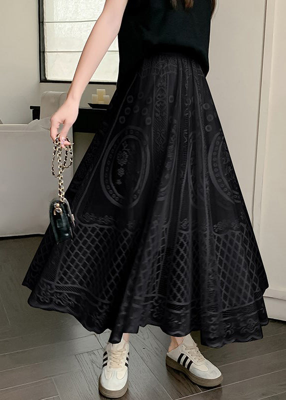 Black Waist Lace Elastic Embroidered Summer Skirt