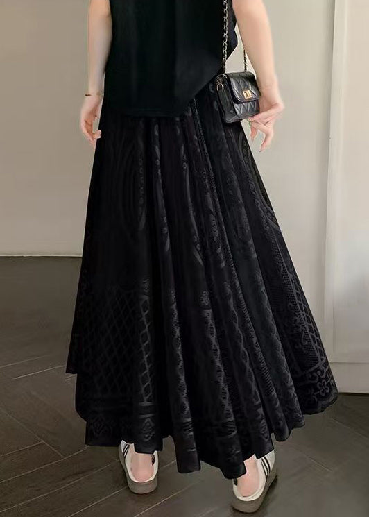 Black Waist Lace Elastic Embroidered Summer Skirt