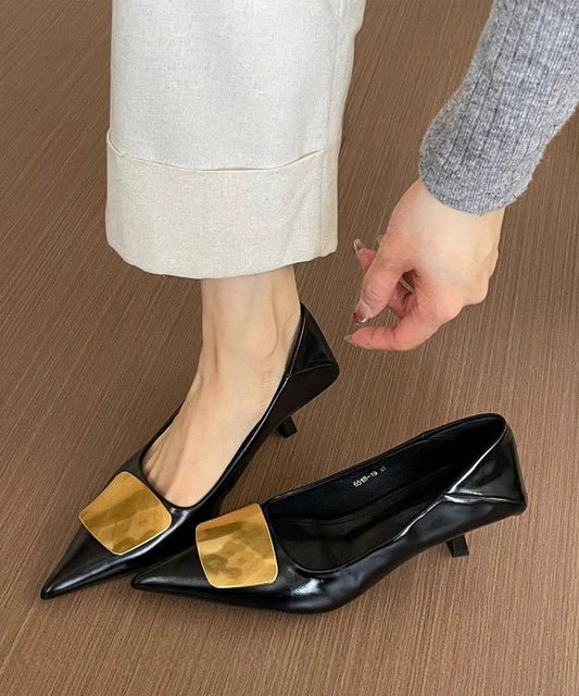 Sequined Heels French High Black Toe Splicing Pointed