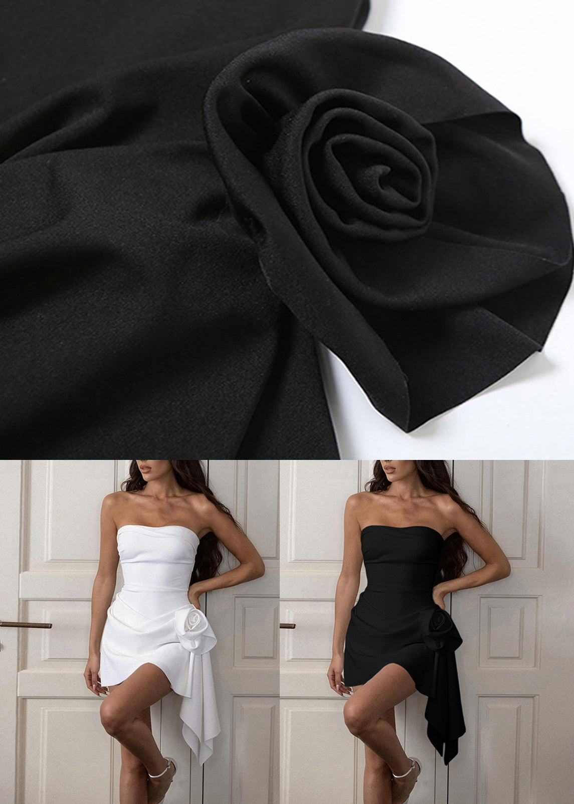 Waist High Cold Dresses Summer Black Shoulder Solid