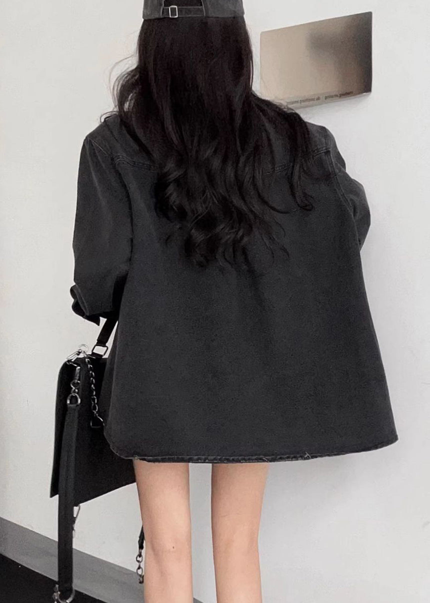 Black High Waist Two Piece Set Peter Pan Collar Long Sleeve SS028