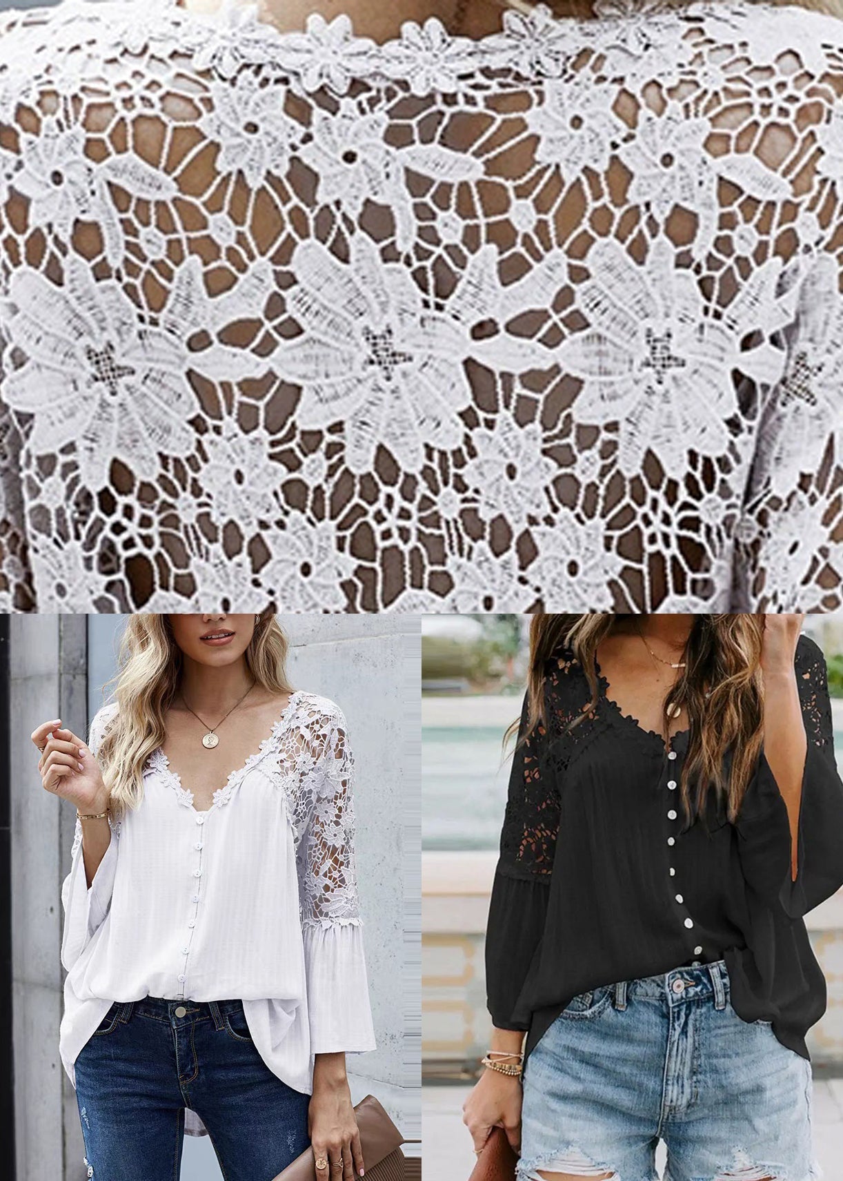 Solid Black Neck Tops V Fall Hollow Out