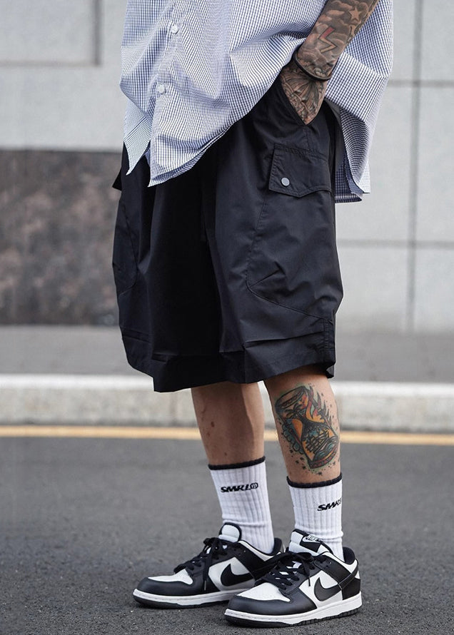 Black Summer Lace Solid Up Men Cotton Waist Elastic Shorts