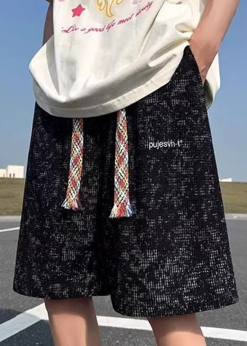 Cotton Dye Tie Men Shorts Summer Pockets Letter Black