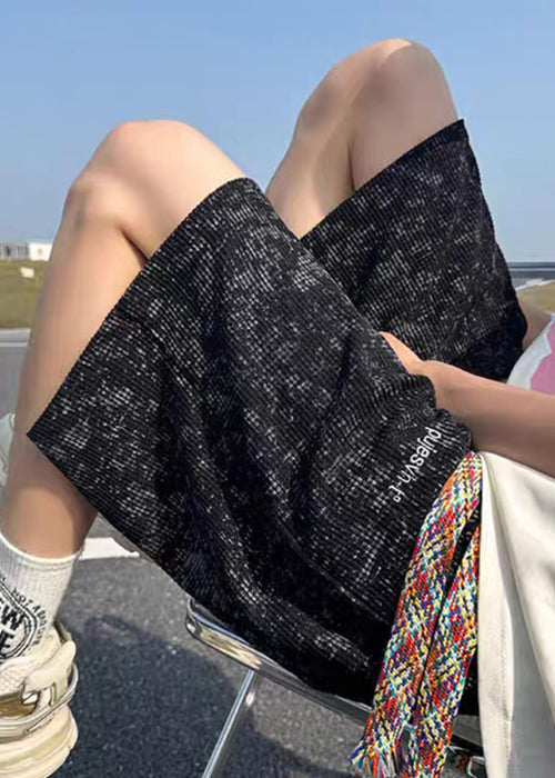 Cotton Dye Tie Men Shorts Summer Pockets Letter Black