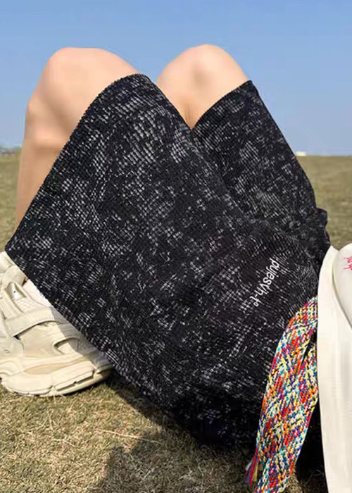 Cotton Dye Tie Men Shorts Summer Pockets Letter Black
