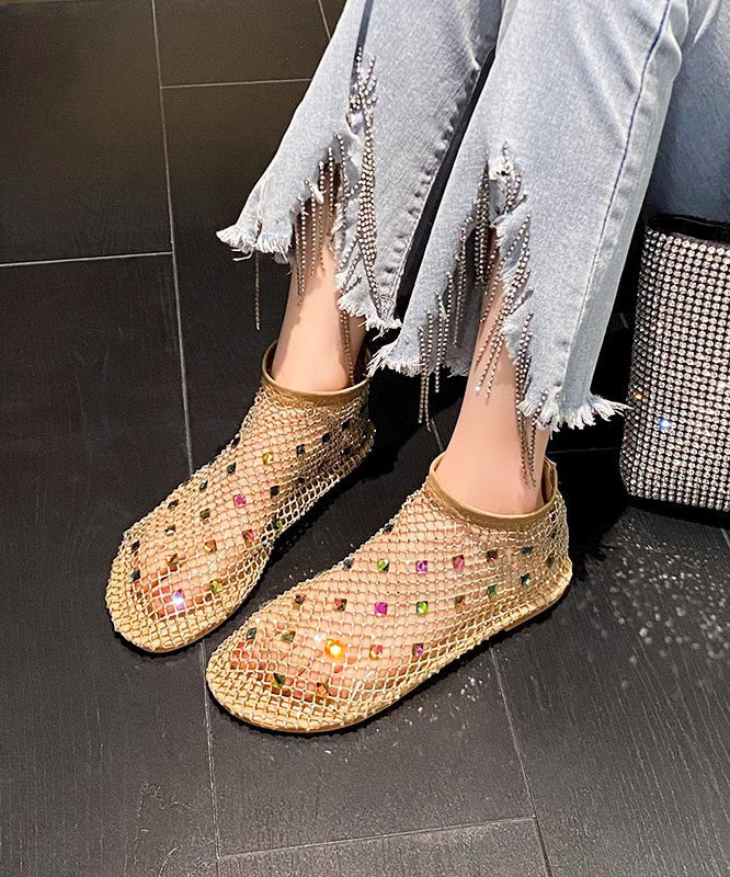 Multi Black Chic Zircon Boots Mesh Splicing Breathable