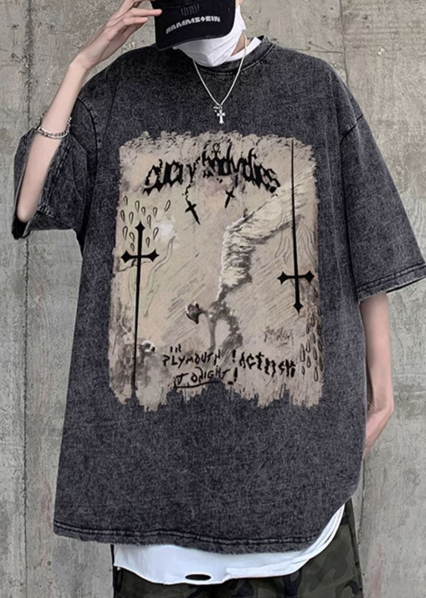 Design O Cotton Half Shirts T Original Neck Mens Black Graphic