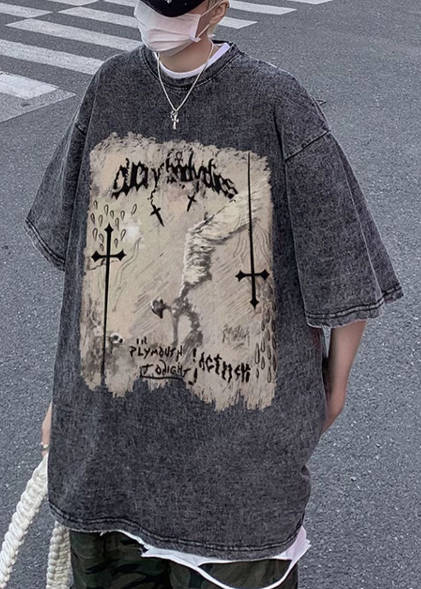 Design O Cotton Half Shirts T Original Neck Mens Black Graphic