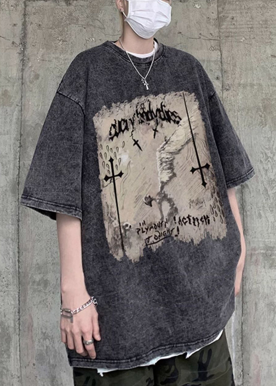 Design O Cotton Half Shirts T Original Neck Mens Black Graphic