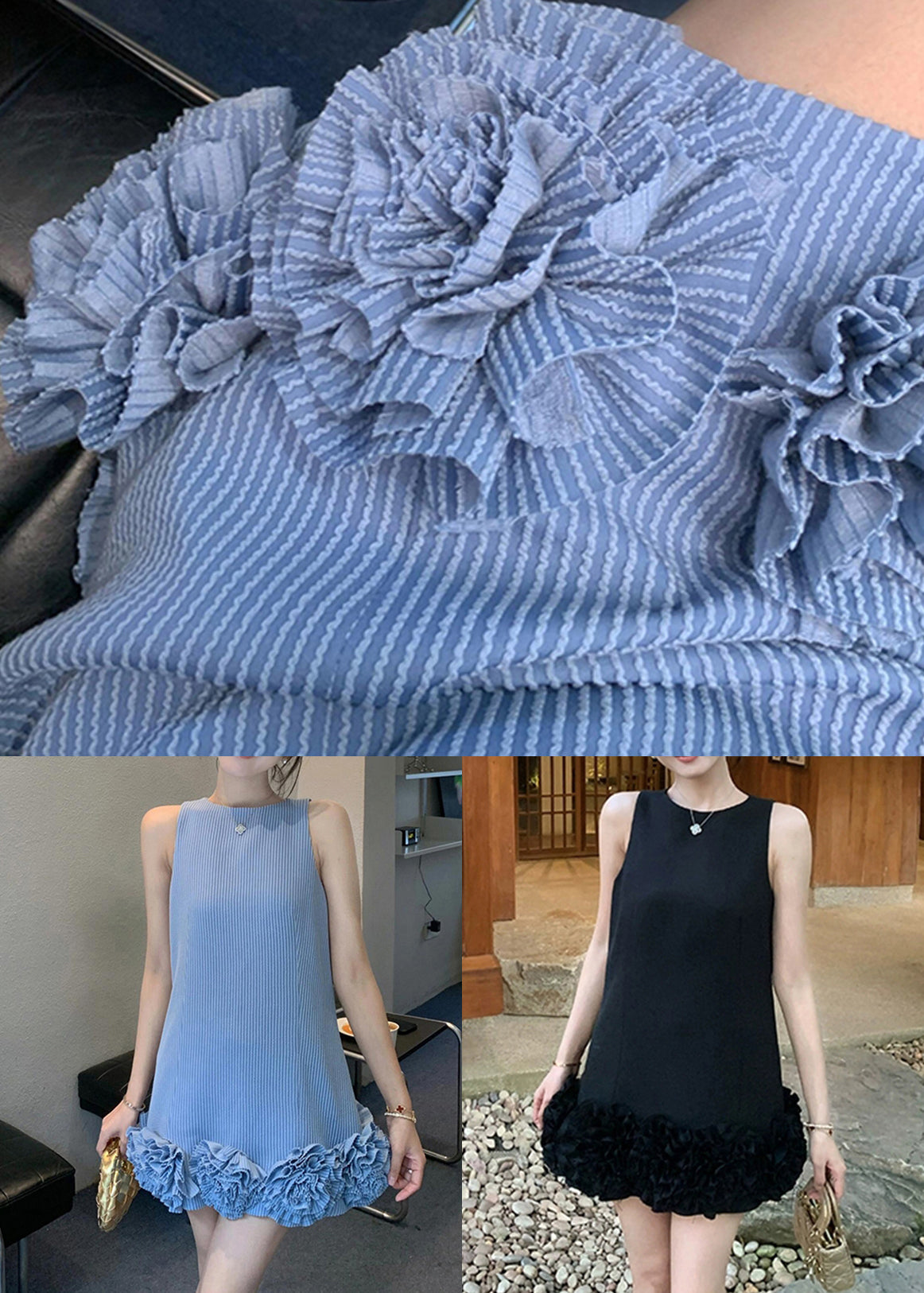 Cotton Solid O Neck Original Summer Design Mini Black Dresses