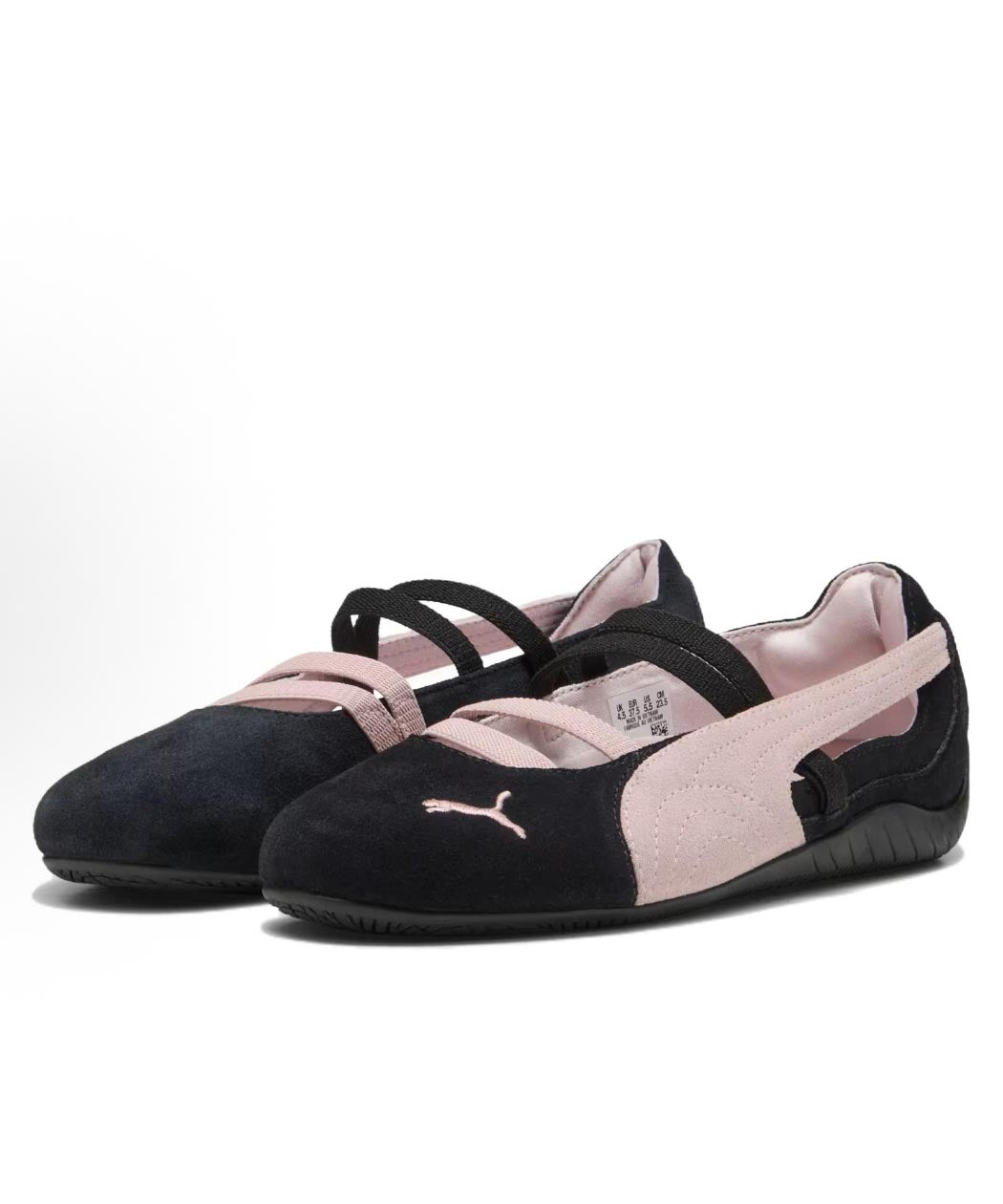 Black Flat Pink Shoes Strap Buckle For Suede Splicing Women