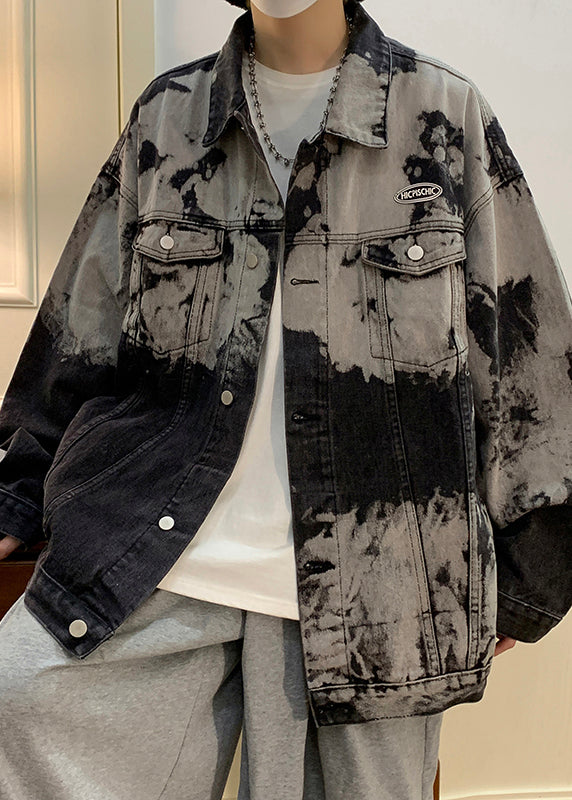 Coat Pan Fall Loose Men Peter Collar Black Pockets Denim