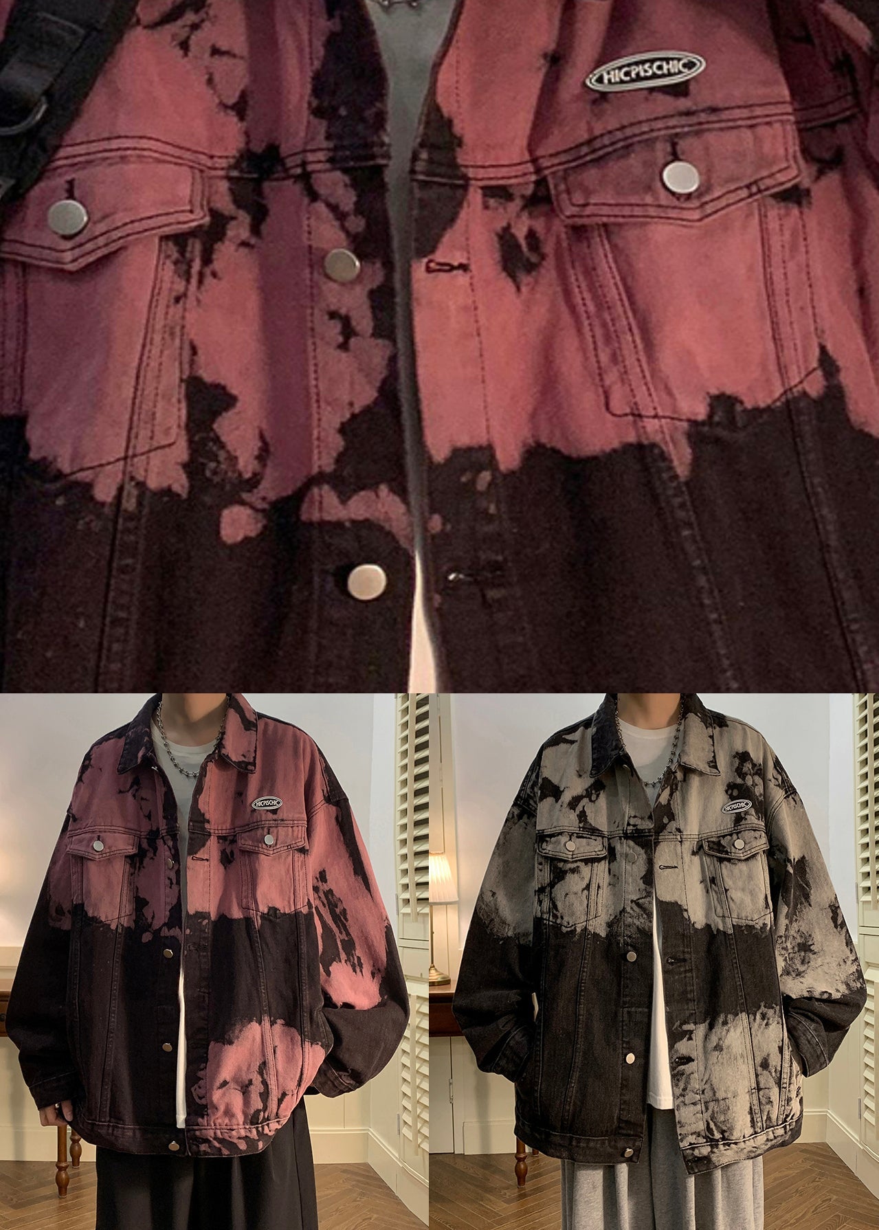 Coat Pan Fall Loose Men Peter Collar Black Pockets Denim