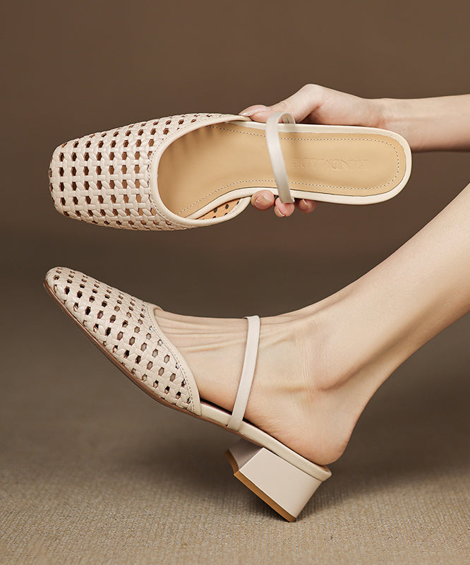 Slide Chunky Boutique Black Out Hollow Sandals Splicing