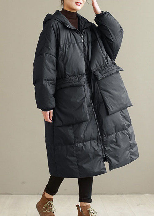 Black warm Duck Down Winter Coats Zip Up Winter QD007