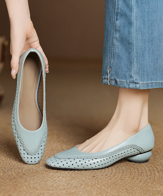 Toe Sheepskin Splicing Pointed Chunky Comfortable Blue