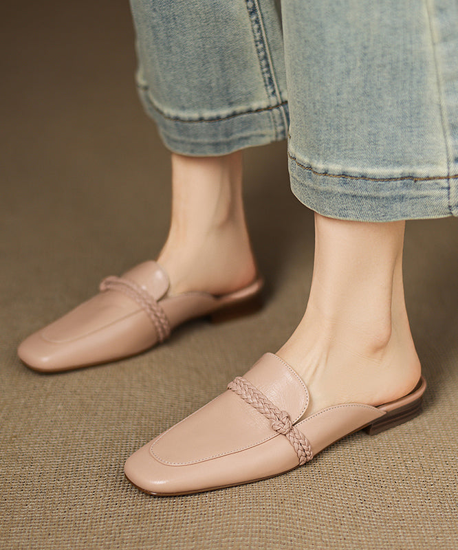 Classy Sheepskin Splicing Blue Slide Sandals