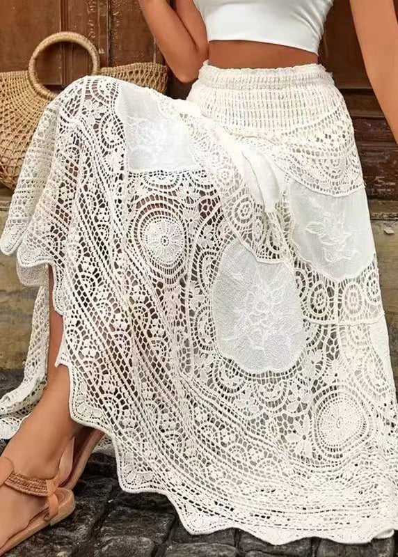 Out Summer Line Bohemian Apricot Lace Skirts A Hollow