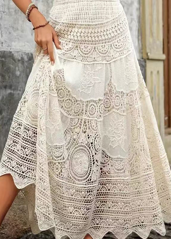 Out Summer Line Bohemian Apricot Lace Skirts A Hollow