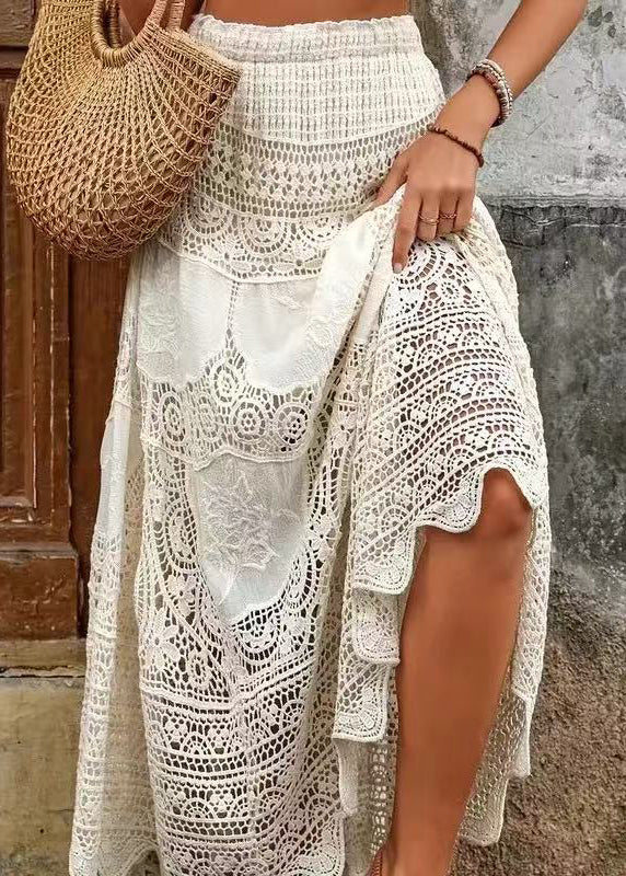 Out Summer Line Bohemian Apricot Lace Skirts A Hollow