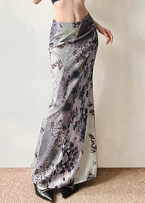 Cotton Waist Patchwork Asymmetrical Skirts Print Bohemian High