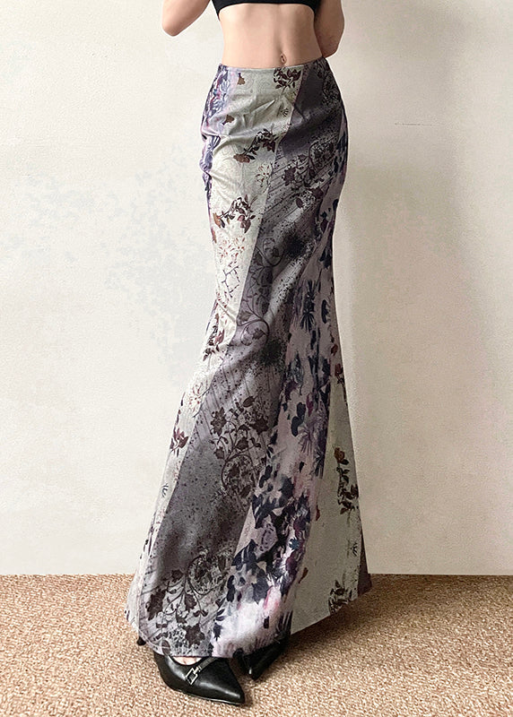 Cotton Waist Patchwork Asymmetrical Skirts Print Bohemian High