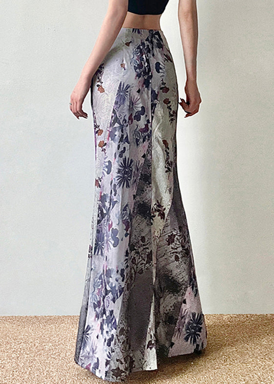 Cotton Waist Patchwork Asymmetrical Skirts Print Bohemian High