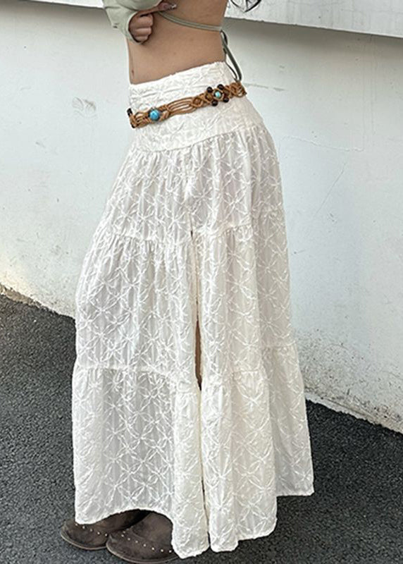 Bohemian Summer Waist Beige Side Cotton Open Skirts High