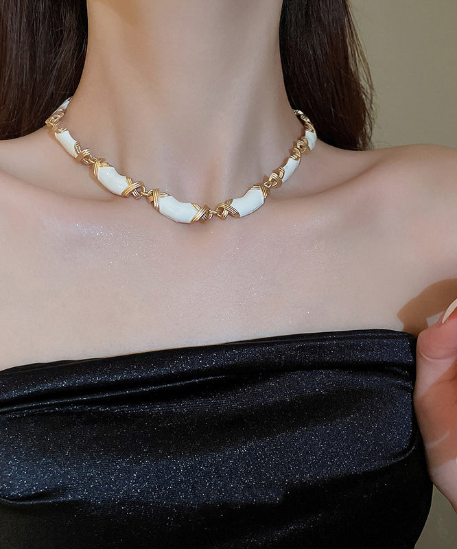 Alloy Bead Gratuated Glaze Necklace Black Drip Bohemian