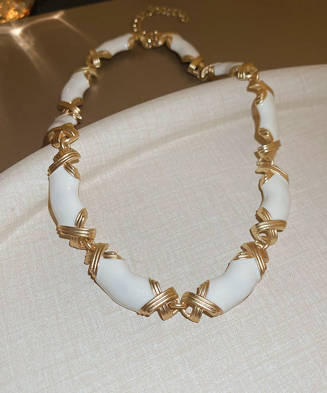 Alloy Bead Gratuated Glaze Necklace Black Drip Bohemian