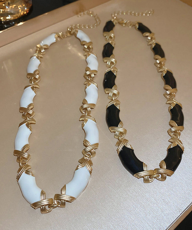 Alloy Bead Gratuated Glaze Necklace Black Drip Bohemian