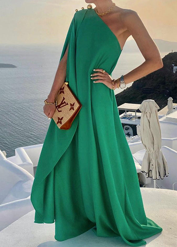 Vestidos Asymmetrical Shoulder Design Bohemian Blue One Dress