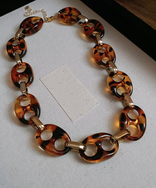 Necklace Coffee Out Bohemian Alloy Collar Acrylic Hollow