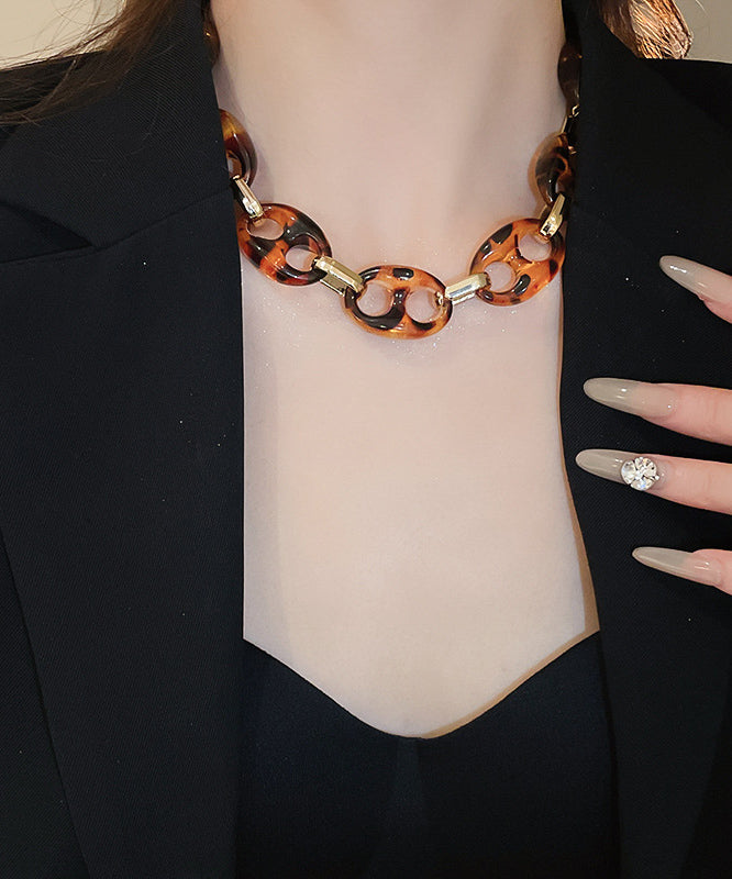 Necklace Coffee Out Bohemian Alloy Collar Acrylic Hollow