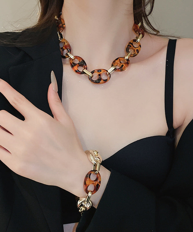 Necklace Coffee Out Bohemian Alloy Collar Acrylic Hollow