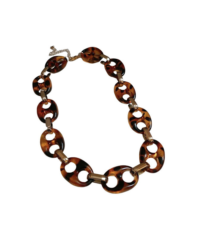 Necklace Coffee Out Bohemian Alloy Collar Acrylic Hollow