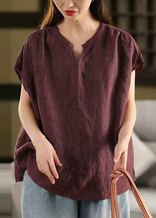 Summer Bohemian Oversized Dull Linen Tanks Red