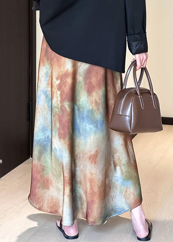 Bohemian Gradient Color Tie Dye High Waist Skirt Fall