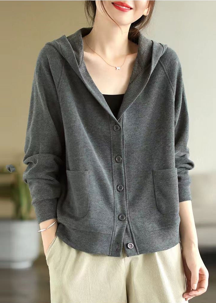 Bohemian Grey Hooded Cotton Coats Spring TJ017