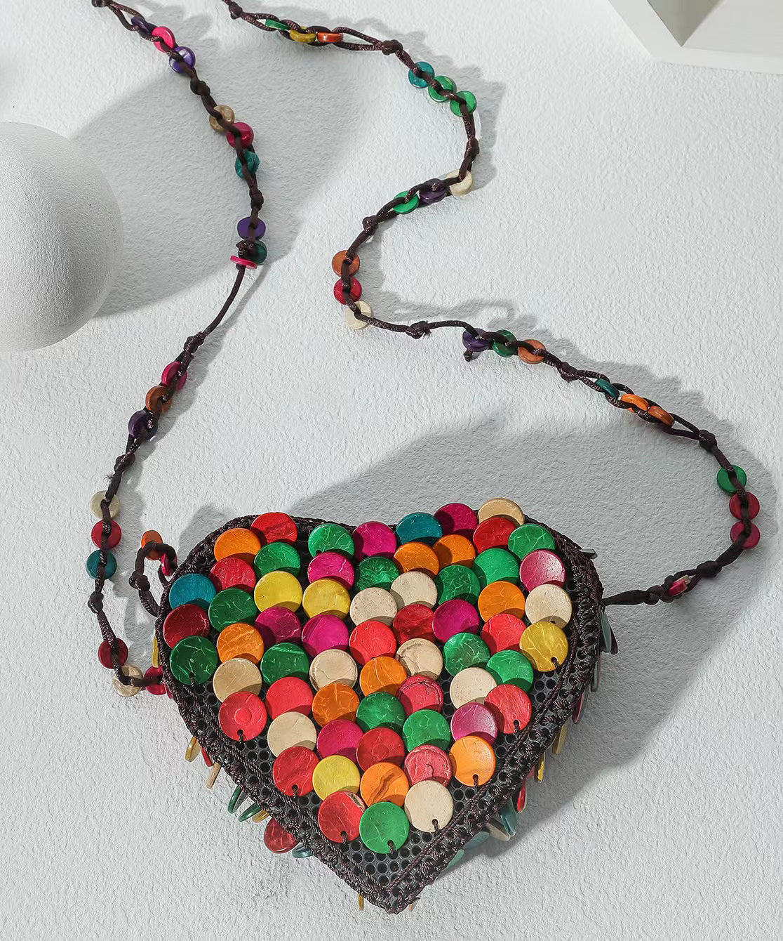 Bohemian Heart Handmade Beaded Diagonal Cross Bag HJ1043