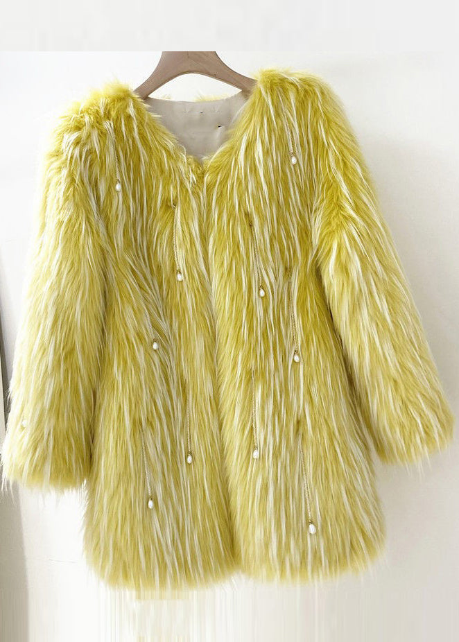 Bohemian Light Green Raccoon Hair Leather And Fur Coat Winter RD017