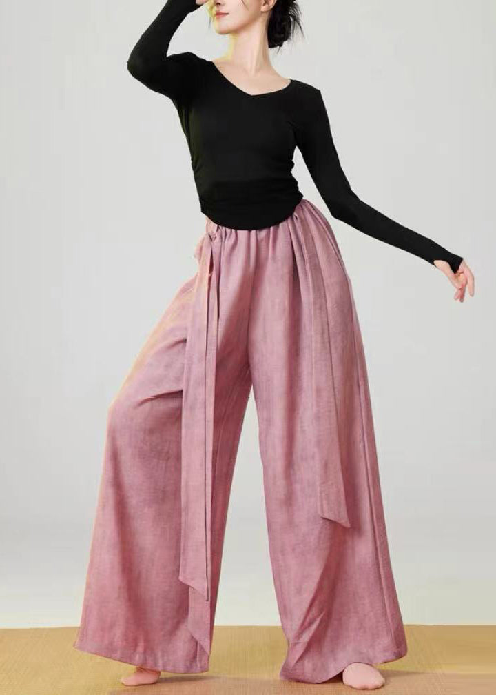 Bohemian Pink Oversized Tie Dye Linen Pants Spring YH026