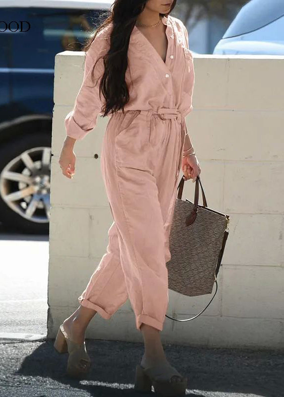 Collar Pockets Pan Bohemian Pink Peter Jumpsuit Fall Tunic