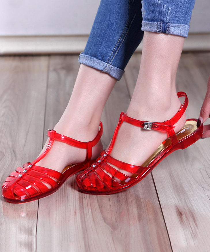 Bohemian Red Hollow Out Walking Sandals Buckle Strap AY1004