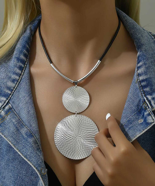 Asymmetrical Necklace Silk Bohemian Pendant Metal