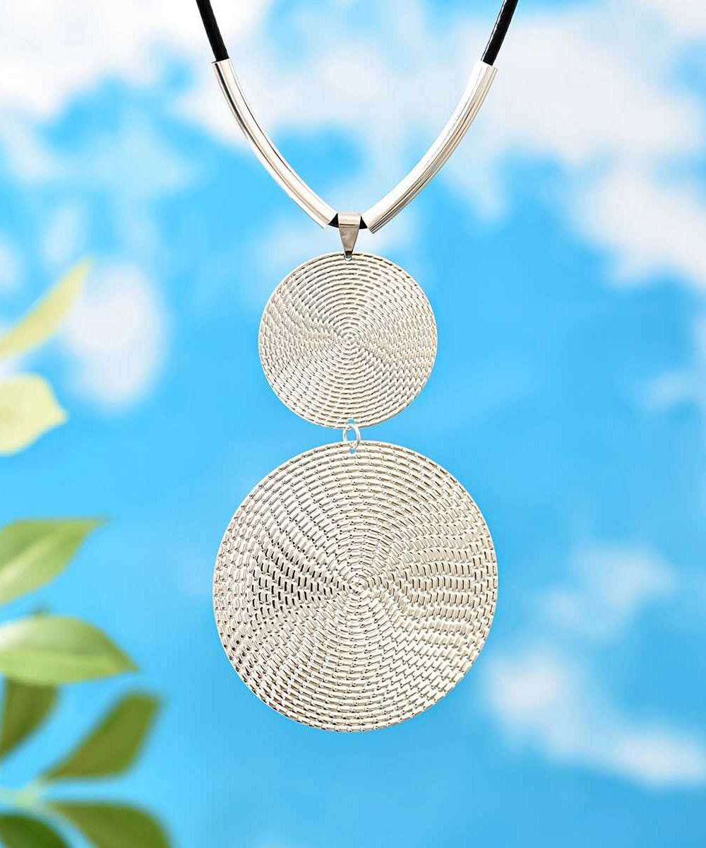 Asymmetrical Necklace Silk Bohemian Pendant Metal